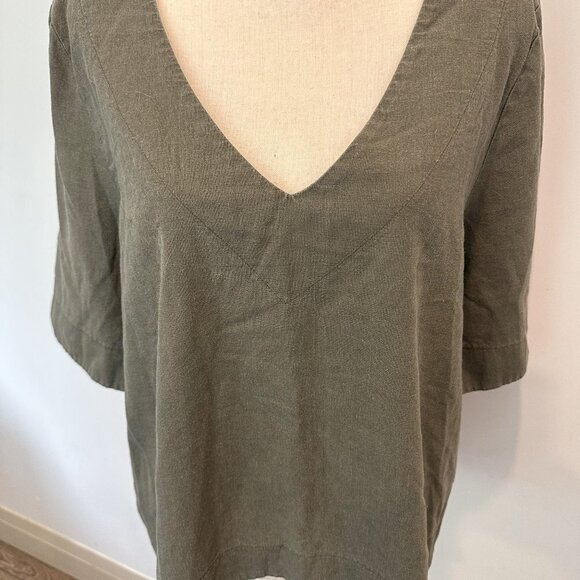 Harlow Olive V-Neck Blouse - Picture 8 of 8